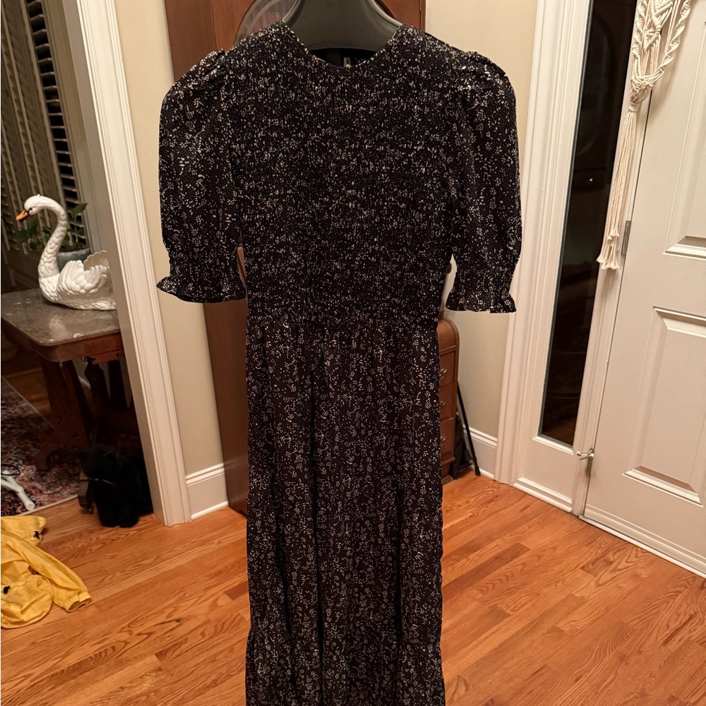 Ankle length gathered tiered dress with elastic fitted bodice size M by BTFBM